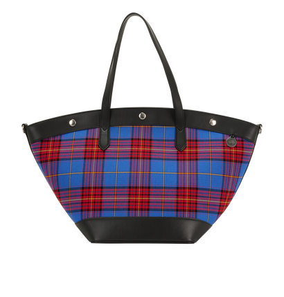 Camden Tartan Shopper, &pound;250, Handbags, Blue/Red/Tan, Fabric/Leather, Front view